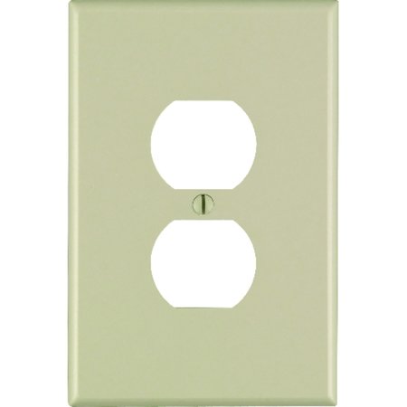 LEVITON Ivory 1 gang Thermoset Plastic Receptacle Wall Plate 86103-000